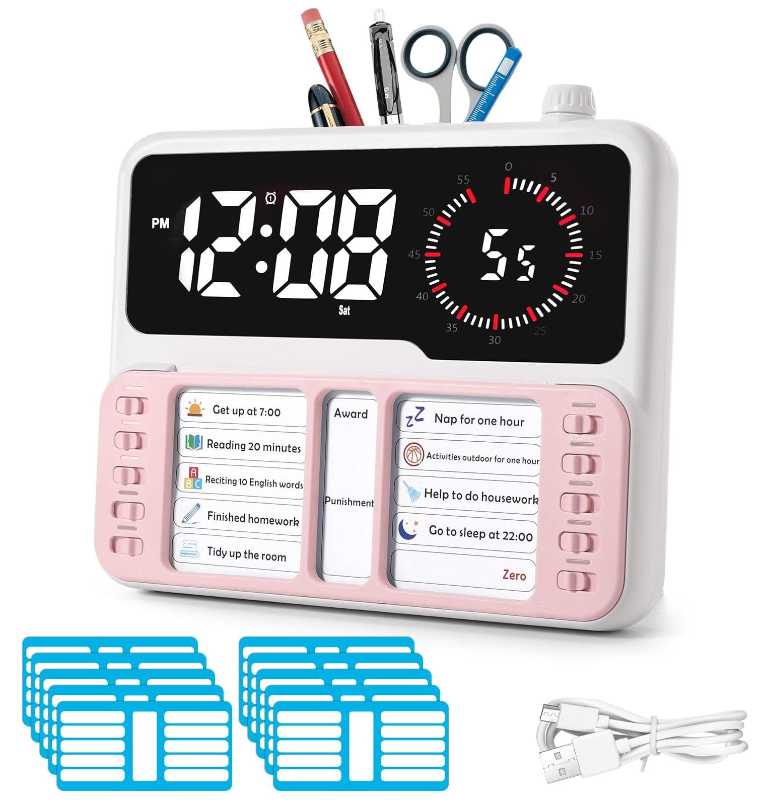 Dripio Visuele timer met takenplanner, aftelklok en alarm, roze