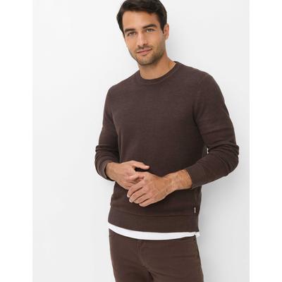 Rundhalspullover BRAX "Style RICK", Herren, Gr. XL (54), braun, Strick, 100% Baumwolle, Rundhals, Pullover Rundhalspullover