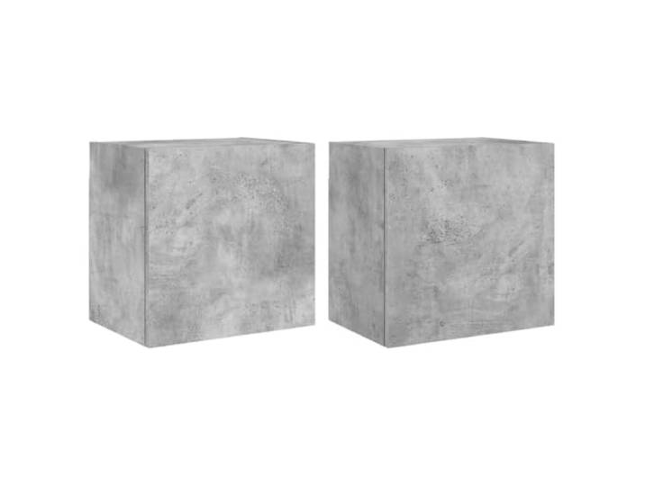 KUPTYERFG TV-Wandschrank 2er Set Betongrau 40,5x30x40cm Holzwerkstoff Wandhängendes TV Board Set für Wohnzimmer und Schlafzimmer mit Fach hinter der Tür für Zeitschriften und Kleinigkeiten.