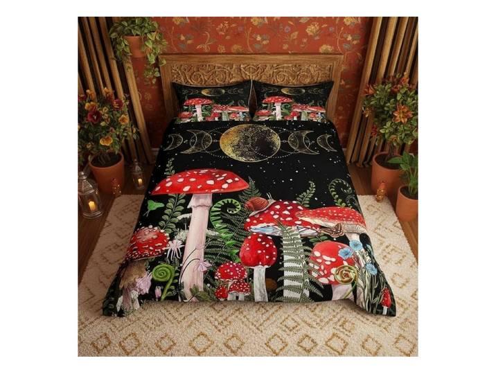 LuxusKollektion Kinderbettwäsche Bettwäsche Set Pilz 135x200cm Mikrofaser