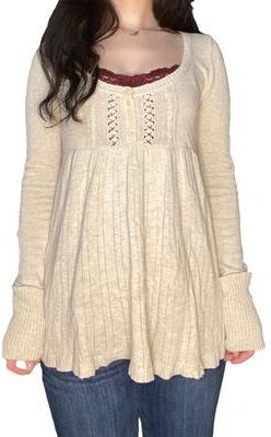 Multisell Products Hub Aesthetic Grunge Babydoll Knitted Sweater, Cottage Milkmaid Pullovers, Knitwear T shirts For Women type 1 s
