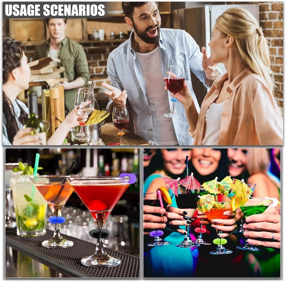 INF 32er Silikon-Weinglasmarker-Set – Wiederverwendbare mehrfarbige Trinkkennzeichen für Partys, Hochzeiten und Events