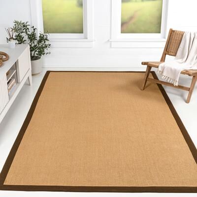 JONATHAN Y Camden Farmhouse Cottage Border Jute Area Rug