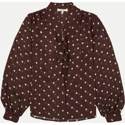 Gepunktete Chiffonbluse Braun M