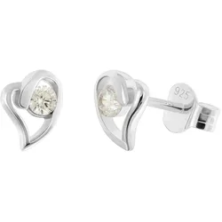 trendor 21404-01 Damen Ohrringe 925 Silber Ohrstecker Herz Mit Zirkonia