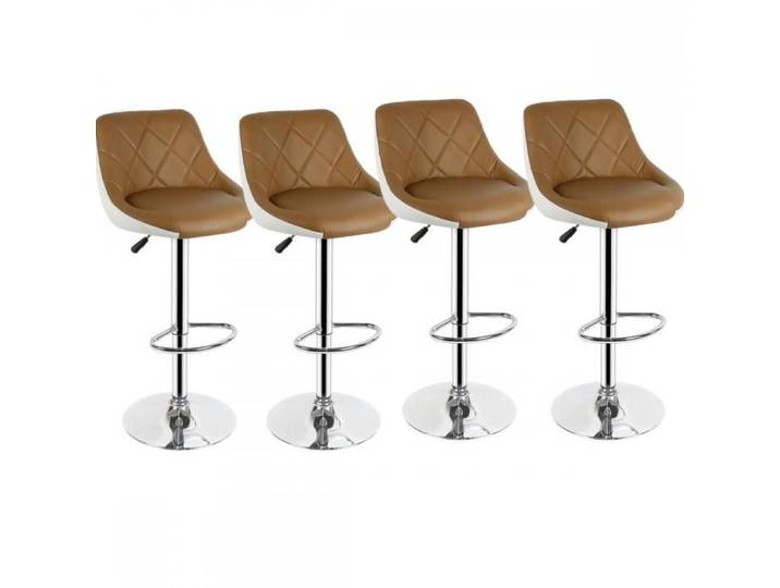 MIPAN. Tabouret Bar Lot de 4 - Tabouret de Bar Réglable - PU - Chaise de Bar avec Dossier - Chaise Haute Cuisine Pivotant - Marron