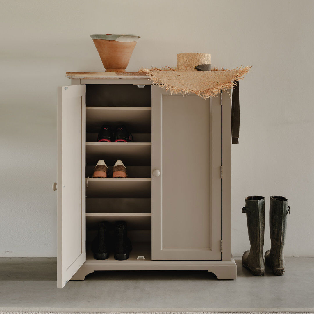 Rosalind Wheeler 20 Pair Shoe Storage Cabinet Light Grey/Brown 20