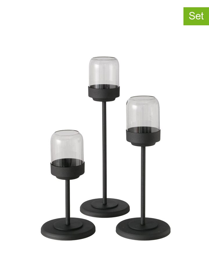 Boltze 3er-Set: Windlichter "Senza" in Schwarz - onesize