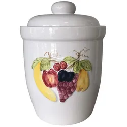 Rumtopf 5l weiss mit Dekor bunt, Vorratsbehälter, Mehrfarbig, Weiss