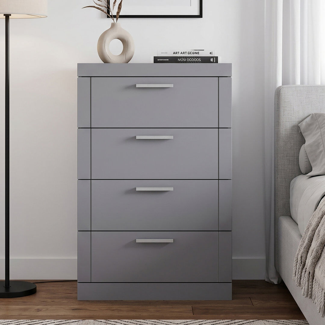 Latitude Run® Kimberley 4 Drawer Chest of Drawers Grey 91.6cm H X 59.6cm W X 35.2cm D