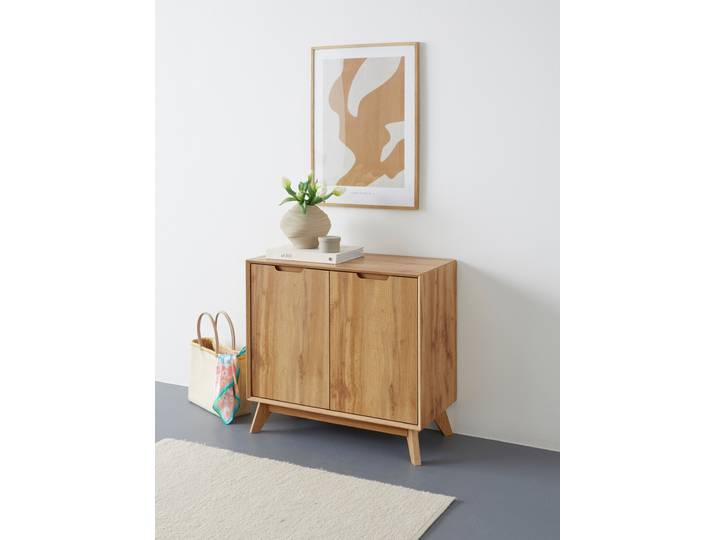 Sideboard GOODPRODUCT Pandrup , braun (eiche), B:80cm H:75cm T:40cm, Dekorfolie, Hartfaserplatte, MDF, Sideboards, Sideboard, Kommode mit 2 Türen und 2 verstellbare Einlegeböden, B:80 cm, H:75 cm