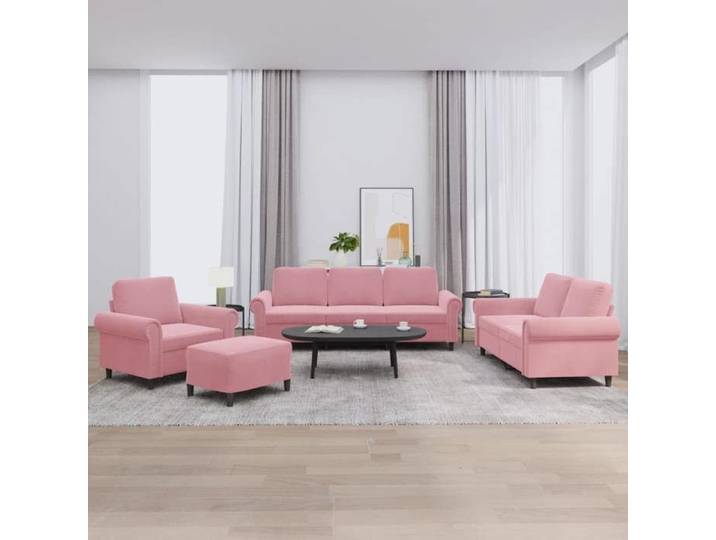 Ensemble de canapés 4 pcs avec coussins Rose Velours 3202183