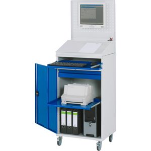 Rau Rau Computerschrank SMK, lichtg / blau, aus Metall, für Industrie, abschließbar, fahrbar