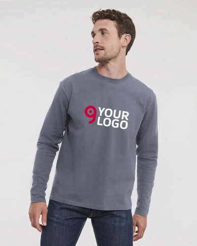 T-shirt maniche lunghe in cotone con girocollo Personalizzate o neutre Russell