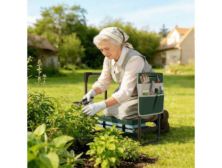 Outsunny Tabouret Jardin 150kg Acier Rembourré Extensible