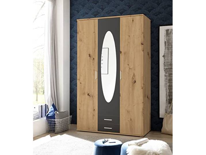 möbelando Kleiderschrank >Kassel< (BxHxT: 120x195x55 cm) in Artisan Eiche/Graphit
