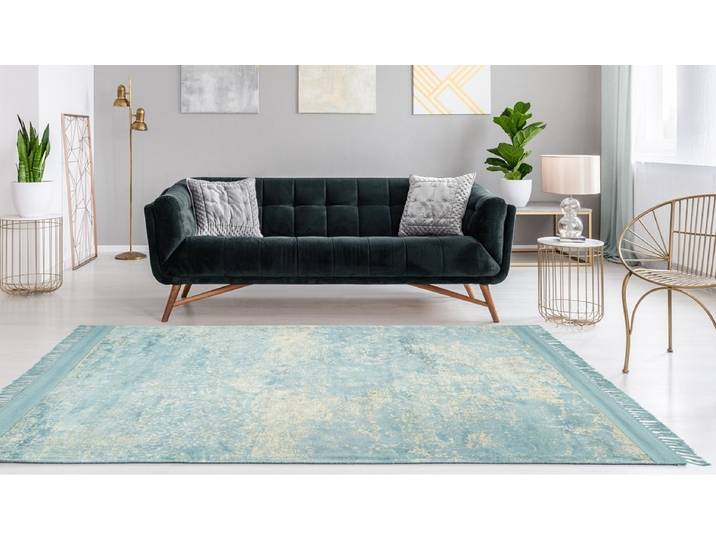 Teppich PADIRO Dolce Vita 125 , blau (petrol), B:160cm H:10mm L:230cm, Viskose, Teppiche, Teppich, Trendige Verwaschung, Orient-Design