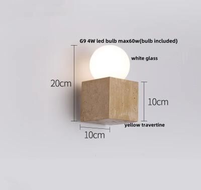 Inspired Living Natural Elegance Travertine & Wood LED Wall Lamp Nordic Modern LED Wall Light Travertine Wall Sconce Bedside Wall Lamp o