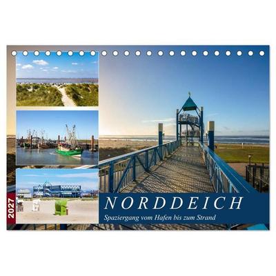 Norddeich Spaziergang vom Hafen bis zum Strand (Tischkalender 2027 DIN A5 quer), CALVENDO Monatskalender