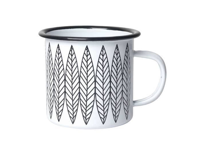 Pluto Design Mug en émail Salix Blanc-noir