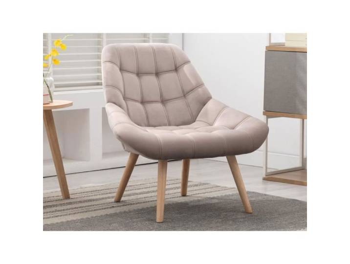 Fauteuil en velours beige LUOSTO