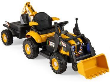 Costway 4-in-1 Kids Ride on Tractor 12V Excavator Bulldozer with Remote Control-Yellow