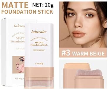 Uplift Essentials Multi Use Matte Skin Tint Foundation Stick With Integrated Brush #3 Warm Beige