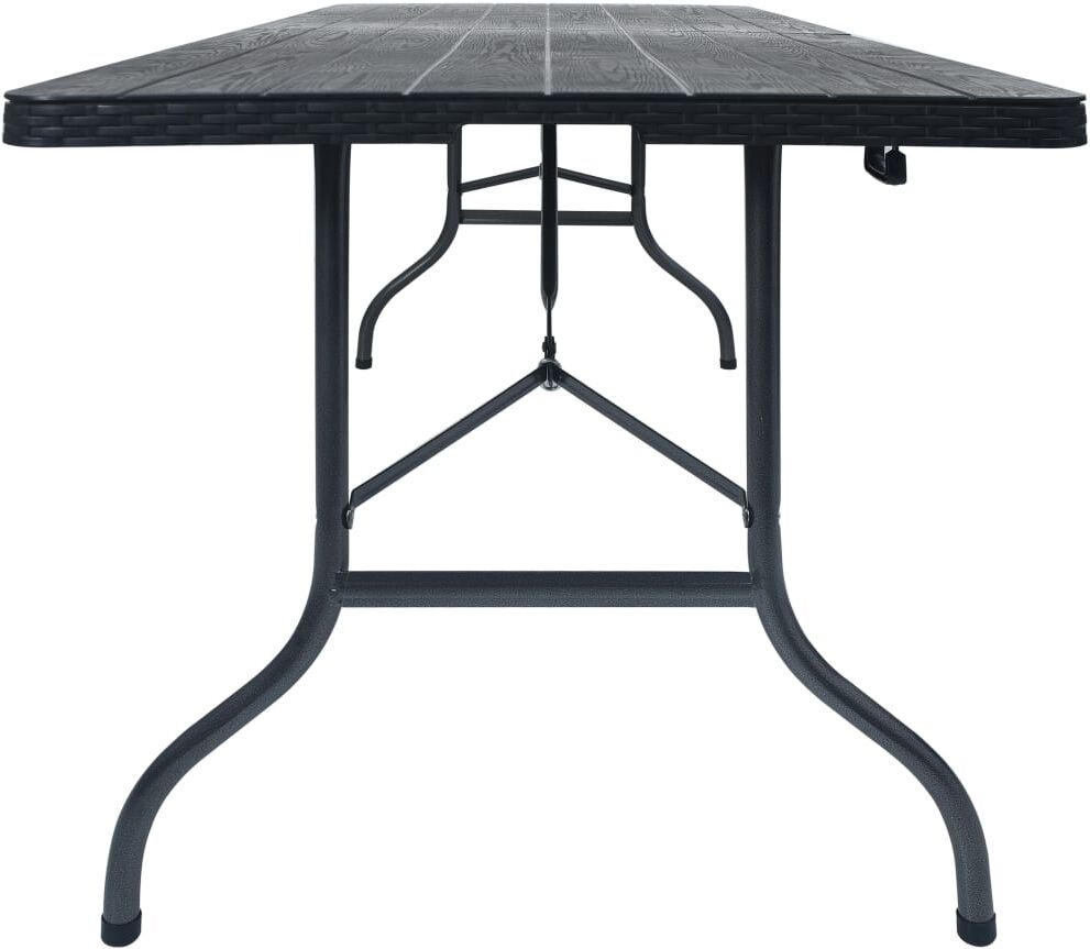 vidaXL Table pliable de jardin Noir 180x75x72 cm PEHD Imitation rotin