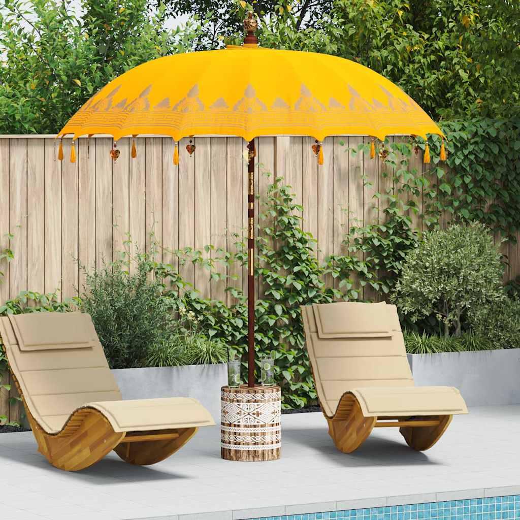 Maison Exclusive - Balinesischer Sonnenschirm mit Sockel Gelb 215 x 215 x 260 cm