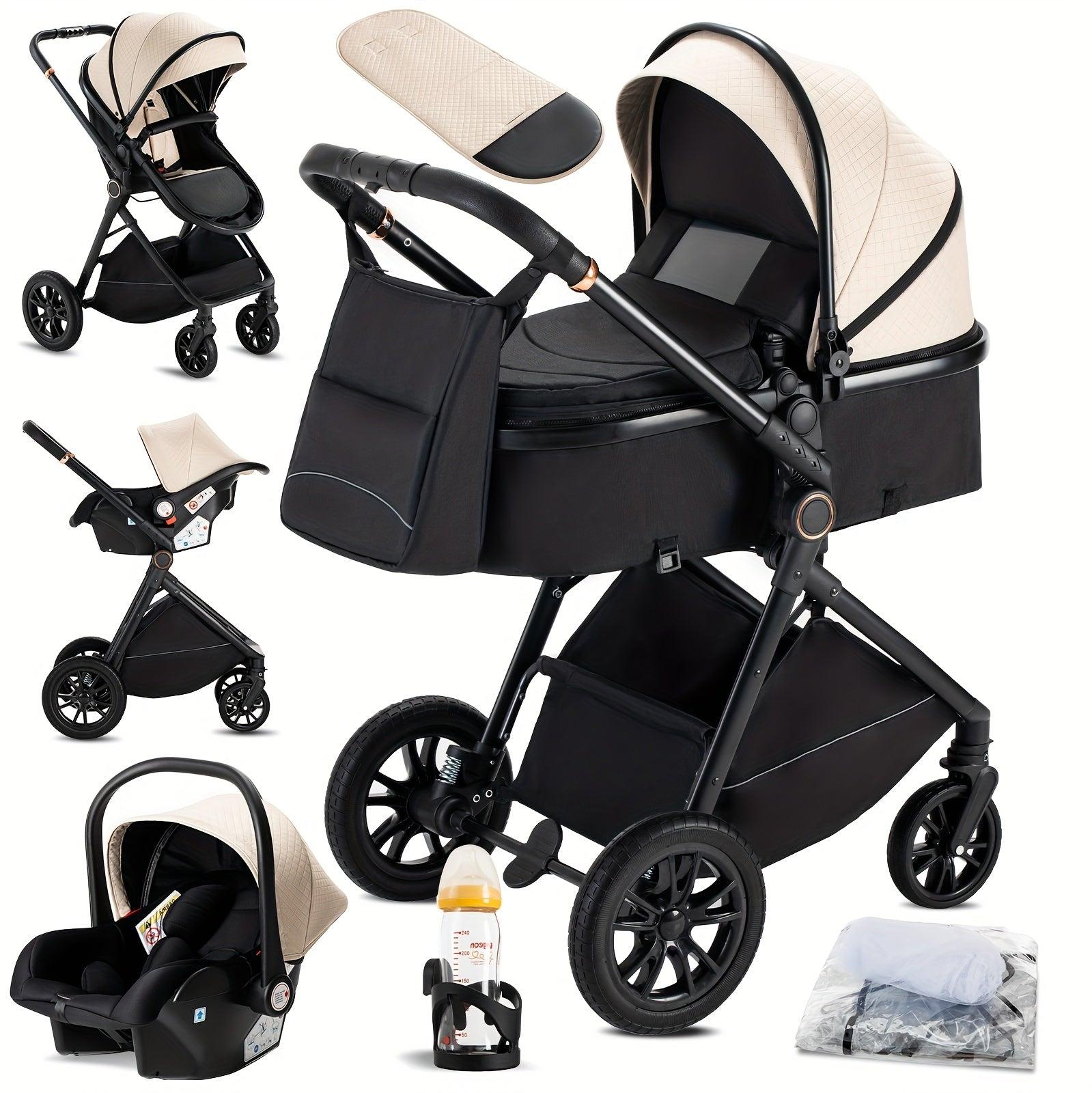 3-in-1 Kinderwagen - Buggy - Kombikinderwagen - Babybettchen - Kinderwagen - Leichter Aluminiumrahmen