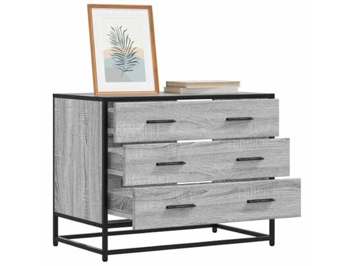 Schubladenschrank Grau Sonoma 70x41x56 cm Holzwerkstoff mit Metallgestell 3 geräumige Schubladen, stabiles Metallgestell, pflegeleichte Oberfläche, vielseitig nutzbar