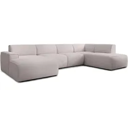 WOHNLANDSCHAFT Didim Taupe 378/220/78 cm – großes Sofa stilvoll & bequem R