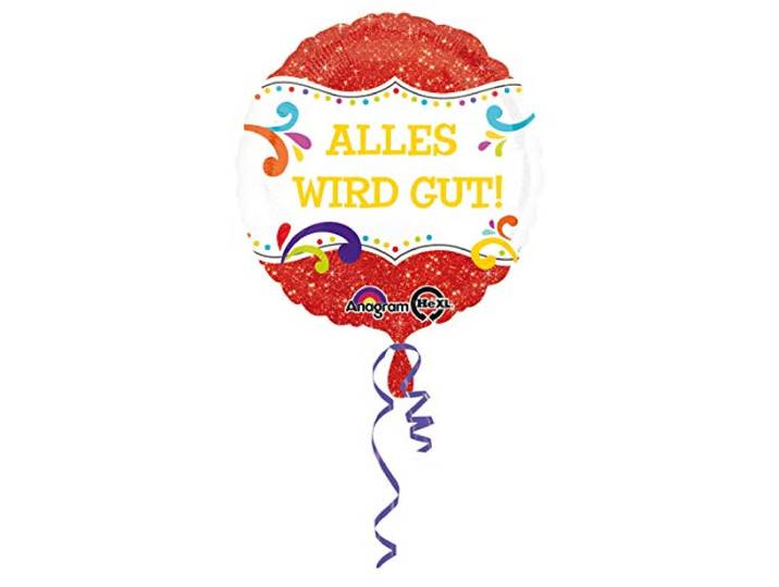 amscan 3409101 folieballon Alles wordt goed, rood, wit, geel