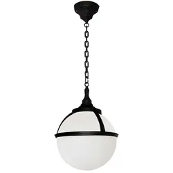 Außenleuchte Kettenlaterne Pendellampe Kugel-Form 1-Flammig Schwarz D 27 cm