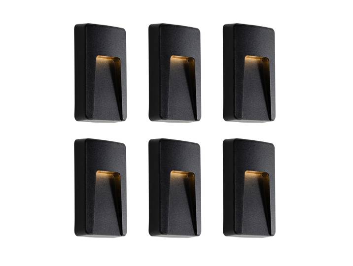 Ensemble de 6 appliques murales extérieures rectangulaires noires
