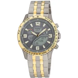 ETT Eco Tech Time EGT-11722-52M Herrenuhr Funk-Solar Professional Worldtimer Zweifarbig