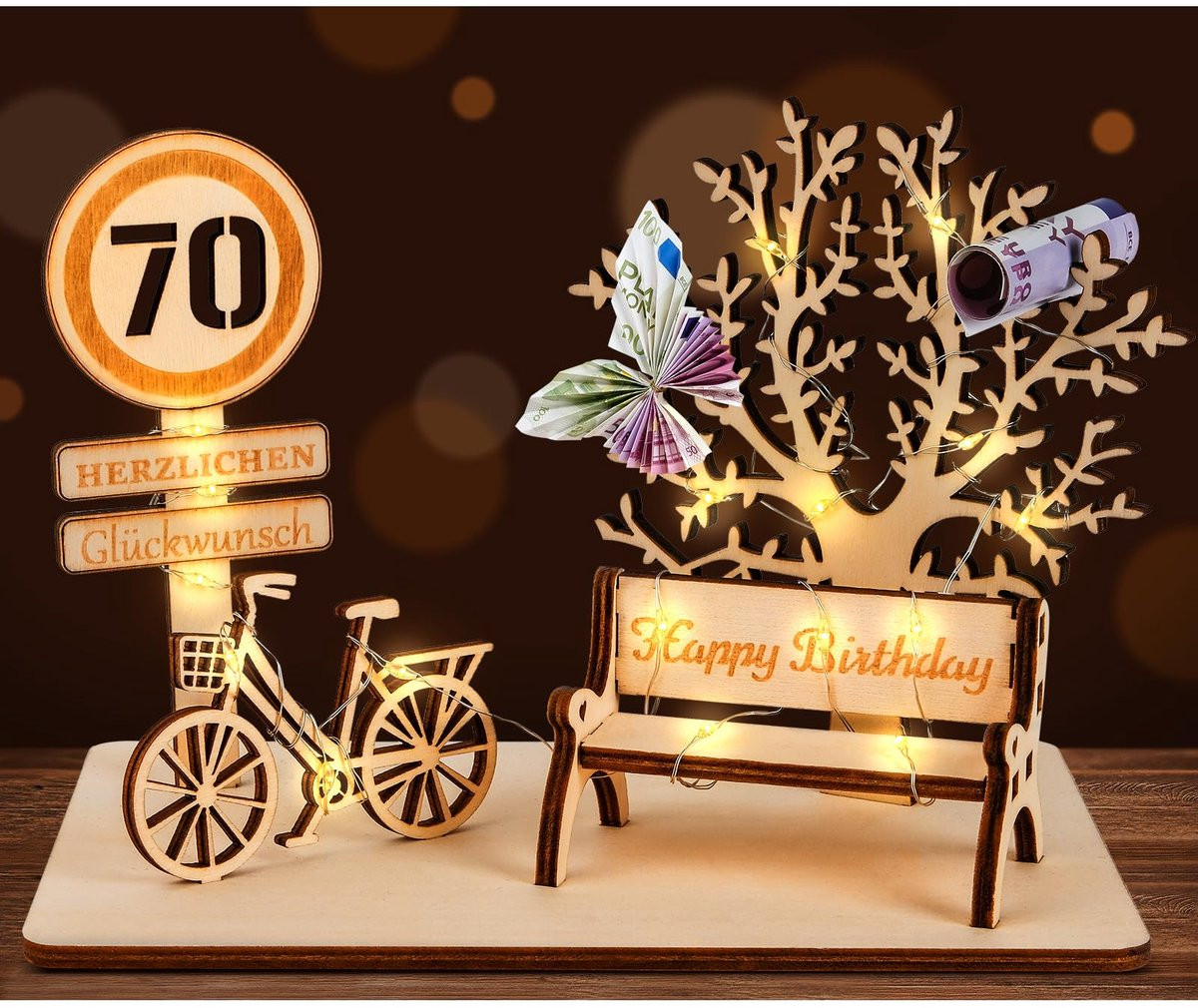 Dailygoods Houten Geldcadeau met Driedimensionale Bomen voor Decoratie en Geschenken