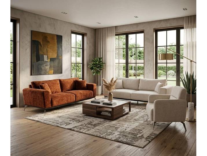 JVmoebel Polstergarnitur Elegante Wohnzimmer Stoffgarnitur Edle 3-Sitzer Sofas Polstersessel, (3-tlg), Made in Europa