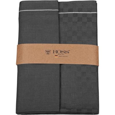 Geschirrtuch ROSS "2er Set 907, zwei Geschirrtücher in einer Banderole", grau (anthrazit), B:50cm L:70cm, 50% Baumwolle, 50% Leinen, Geschirrtücher, Geschirrtuch, hochwertige Zwirn Halbleinen Geschirrtücher, Maße je Tuch ca. 50x70 cm