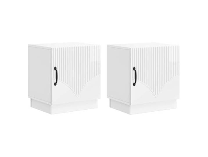Tmriohed Nachttisch 2er Set Hochglanz Weiß 43x34,5x47 cm Holzwerkstoff Zwei stilvolle Kommoden aus Holzwerkstoff bieten praktischen Stauraum für Schlafzimmer und Wohnzimmer.