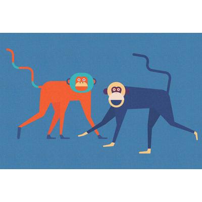 Fototapete LIVING WALLS "Walls by Patel Monkey Business 2", beige (blau), B:4m L:2,7m, Vlies, Tapeten, Vlies, Wand, Schräge