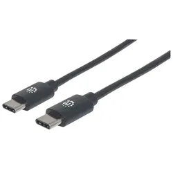 Manhattan USB 2.0 Typ C-Kabel, Typ C-Stecker auf Typ C-Stecker, 480 Mbit/s, 2 m, schwarz