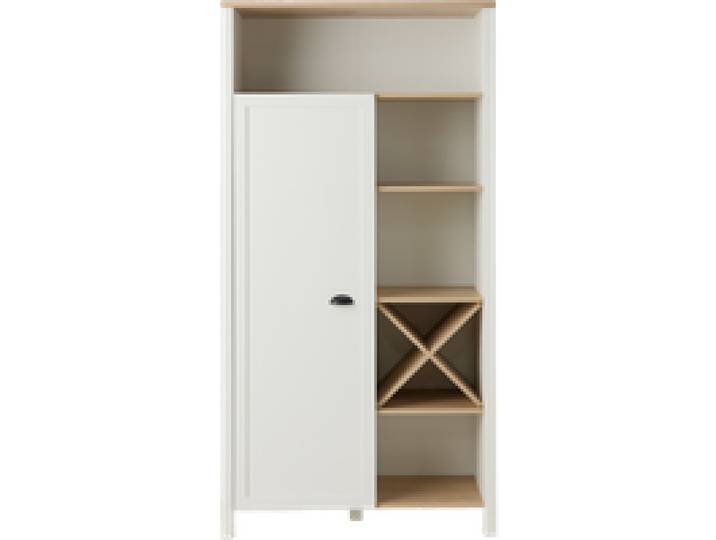 Buffet haut blanc et décor bois 1 porte Pivoine