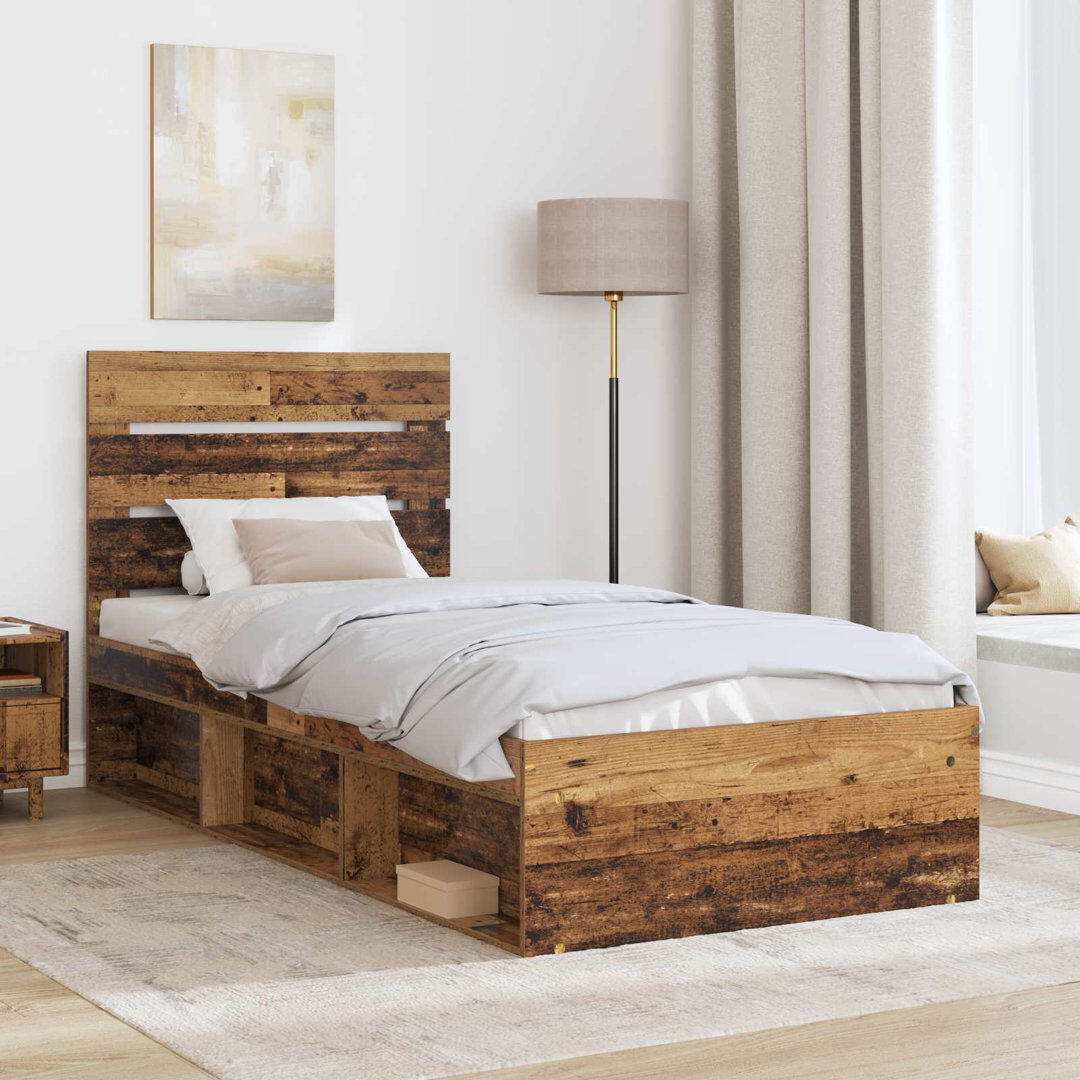 Latitude Run Solid Wood Bed Frame Old Wood Single (3')