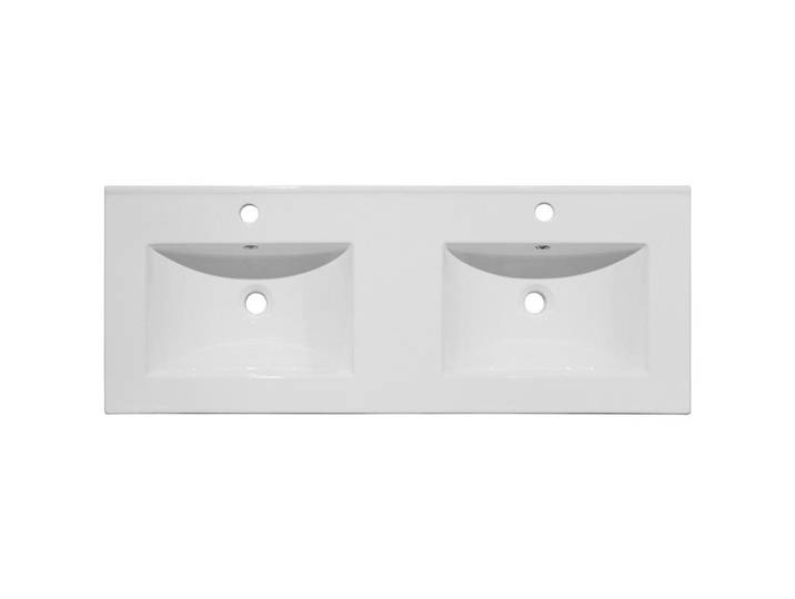 Linea Natura Doppelwaschbecken, Weiss, Keramik, 121x17x47 cm, Badezimmer, Waschbecken & Armaturen, Waschbecken