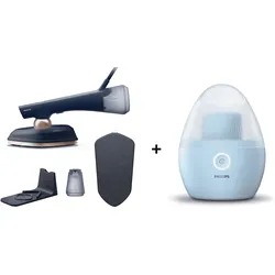 PHILIPS Bügel Vorteilsset (OneTurn Bügeleisen/Steamer Dunkelblau & 1000 Series Fusselrasierer) Bundle