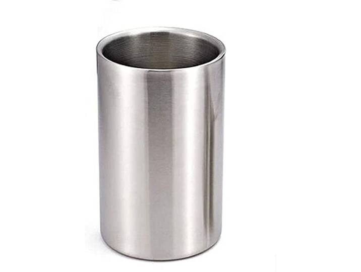 MRKU Eiskübel mit Eiszange, Weinkühler-Eimer, doppelwandiger Weinflaschenkühlerhalter aus Edelstahl, Bierkühler, Sektkühler, Eiskübel, Barwerkzeug, für Grillabende