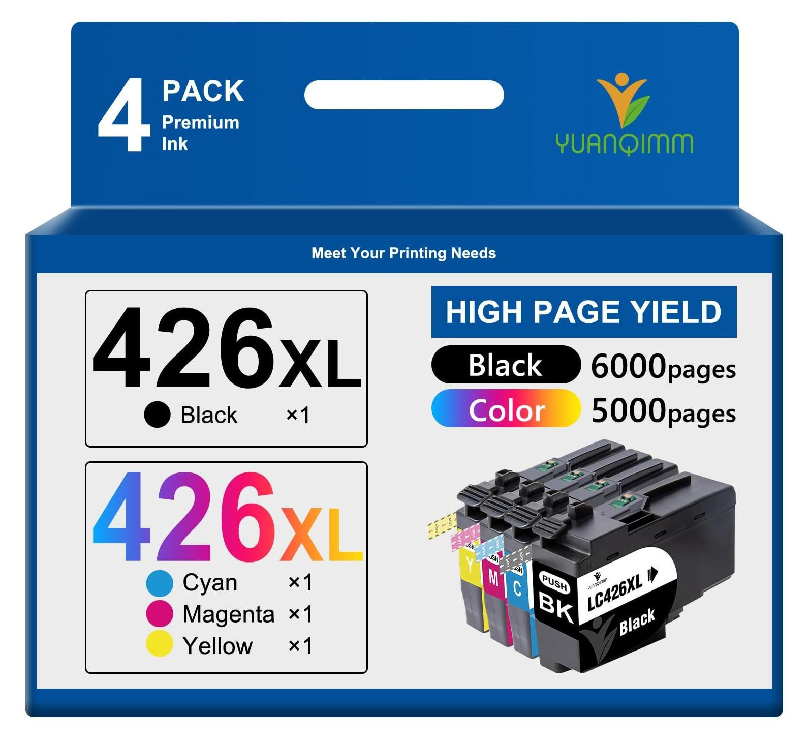 4 stuks compatibele inktcartridges voor Brother LC426XL