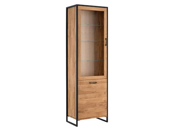 Vitrine 60x197cm 'Dublin' Wildeiche & Eisen schwarz