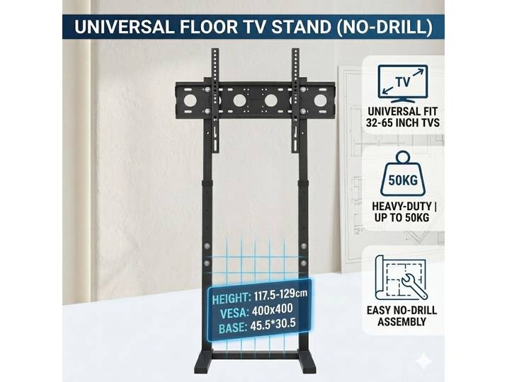 Support TV sur Pied, Pied TV Universel Support TV Pied Supports Et Meubles TV pour LCD/LED/Plasma de 32-65 Pouces, Hauteur Réglable - Charge Max 40kg VESA 600x400mm